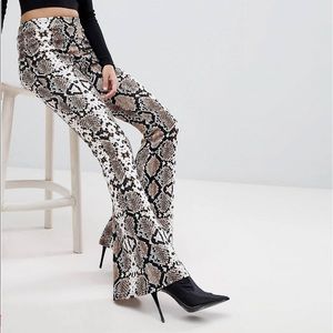 ASOS lasula flare pant in snake print